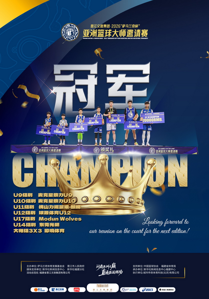 การแข่งขันบาสเกตบอลระดับมาสเตอร์ชิงแชมป์เอเชีย Jinjiang Culture & Tourism Group · 2026 “Samaranch Cup” ปิดฉากแล้วที่มณฑลฝูเจี้ยน