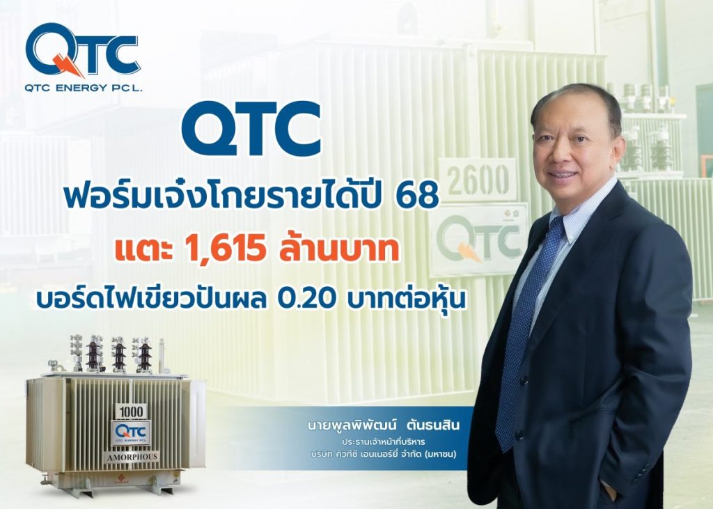 QTC ฟอร์มเจ๋ง โกยรายได้ปี 68 แตะ 1,615 ล้านบาท บอร์ดไฟเขียวปันผล 0.20 บาทต่อหุ้น กางโรดแมปปี 69 สยายปีก Green Energy Solution ดันเป้าโต 2,000&nbsp;ล้านบาท